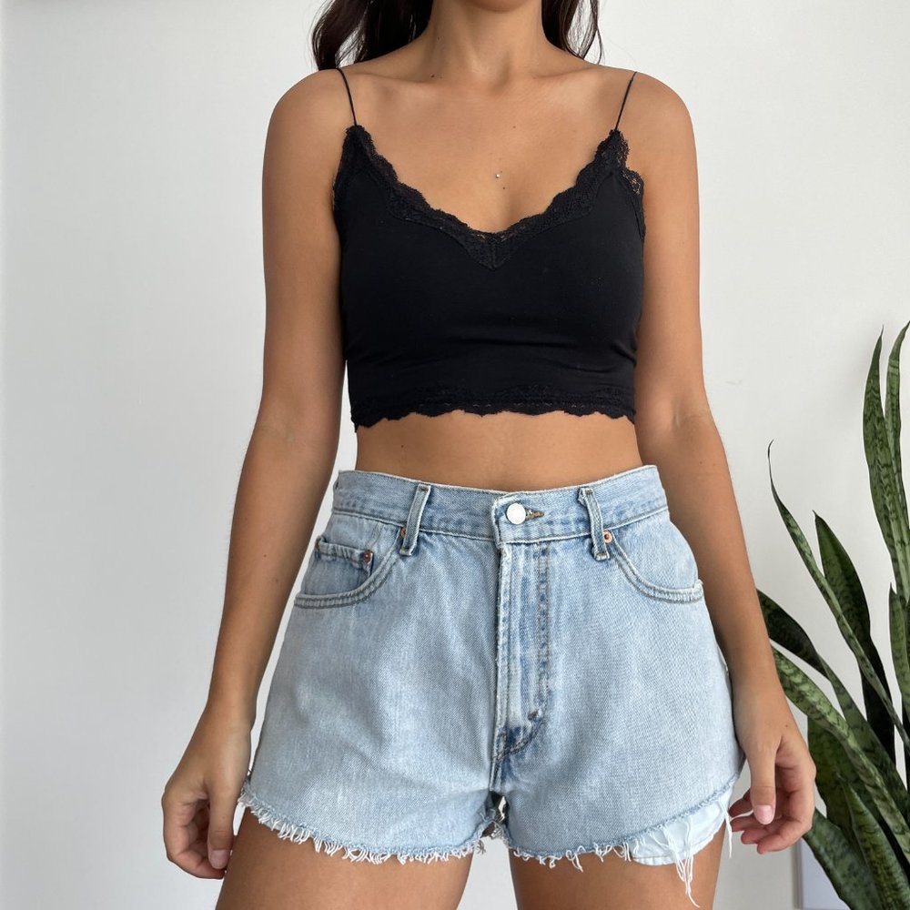 Vintage Levi's 505 high waist denim cutoff short light wash - Picture 3 of 11